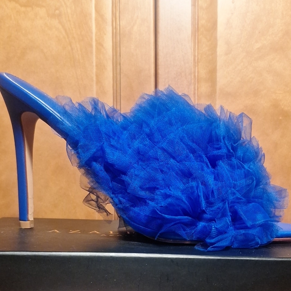 Blue Ruffle Stiletto Heels